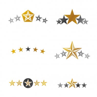 Kraliyet yıldız amblem öğeleri ayarlayın. Hanedan arması dekoratif logoları vektör çizimler toplama izole.