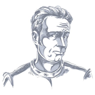 Yakışıklı bir adam dalgın, söz konusu adam, siyah ve beyaz vektör çizim portresi. Duygusal ifadeler fikir görüntü. 