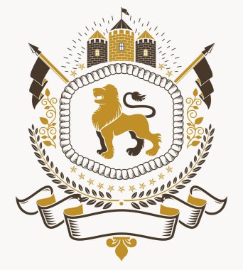 Eski tarz herallik, heraldik amblem, vektör illüstrasyonu.