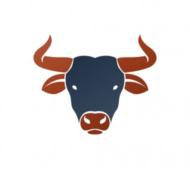 Boğa baş eski amblemi hayvan öğesi. Hanedan vektör tasarım öğesi. Retro tarzı etiket, Hanedanlık armaları logosu.