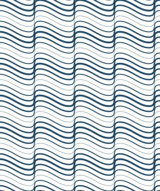 Siyah ve beyaz ince undulate şeritler ile kompozisyon kumaşı sorunsuz oluşturulan sonsuz desen vektör. Sürekli Interlace doku Web sitesi arka plan ve kağıt ambalaj olarak kullanılabilir.