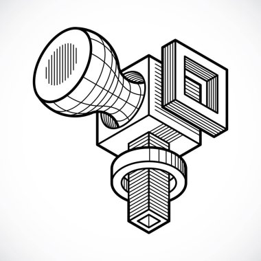 Soyut trigonometrik inşaat, vektör boyutlu tasarım şablonu.