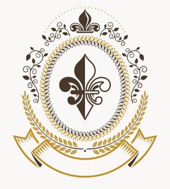 Vintage heraldry tasarım şablonu, vektör amblemi.