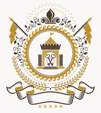 Eski tarz herallik, heraldik amblem, vektör illüstrasyonu.