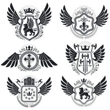 Hanedan işaretleri vintage öğeler vektör. Vintage tarzı sembollerde topluluğu.