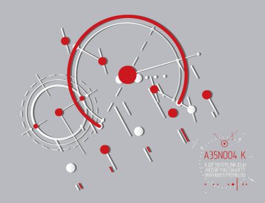 Daireler ve çizgilerden yapılmış mühendislik teknolojisi vektör duvar kağıdı. Modern geometrik grafik kompozisyon şablon ve düzen olarak kullanılabilir. Soyut teknik arkaplan.