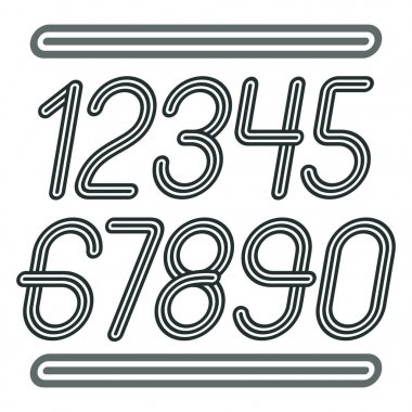 Vektör trendy sayıları toplama. Retro italik sayılar 0 9 için en iyi poster oluşturulmasında kullanın. Üçlü geometrik çizgiler kullanılarak oluşturulan.