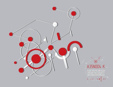 Mekanik şema, daire ve çizgilerle vektör mühendisliği çizimi. Teknik plan web tasarımında ve duvar kağıdı veya arka planda kullanılabilir. Sanat grafik illüstrasyonu.