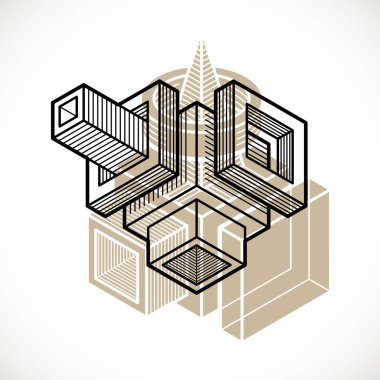 3D mühendislik vektör, soyut şekli küpler ve geometrik formlar kullanılarak yapılan.