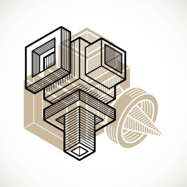 Soyut trigonometrik inşaat, vektör boyutlu tasarım şablonu.