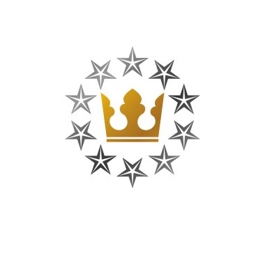 Royal Crown vektör çizim. Hanedan dekoratif logo. Beyaz arka plan üzerinde izole antika logo.