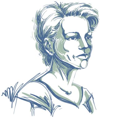 Çekici kadın, yakışıklı ciddi erkek illüstrasyon vektör portresi. Kişi duygusal yüz ifadesi. 