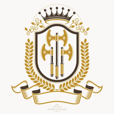 Eski tarz herallik, heraldik amblem, vektör illüstrasyonu.