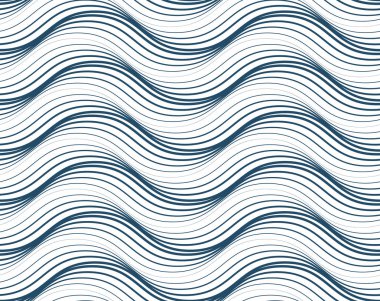 Vektör geometrik seamless modeli, dalgalı çizgiler ile oluşturulan soyut sonsuz kompozisyon. Siyah ve beyaz arka plan ile iç içe ince çizgiler.