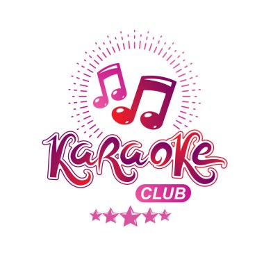 Karaoke club vektör amblemi oluşturulan karaoke kulübü el ilanları kapak tasarımı için öğeleri çizmek istimal müzik notaları,.