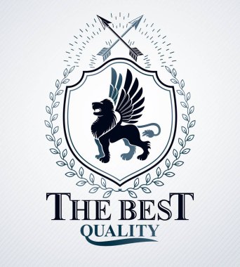 Vintage heraldry tasarım şablonu, vektör amblemi.