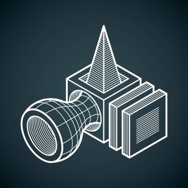 3D tasarım, soyut vektör boyutlu küp şekli.