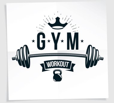 Halter ve su ısıtıcısı çan spor donanımları kullanarak oluşan Halter Şampiyonası vektör promosyon el ilanı.