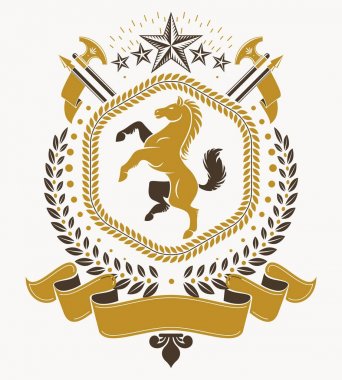 Eski tarz herallik, heraldik amblem, vektör illüstrasyonu.