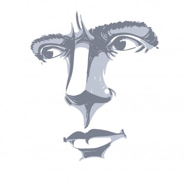 Vektör sanat çizim, biri, suçlamayı adam portresi bu hiç iyi değil. Yüz ifadeleri, insanların duyguları.