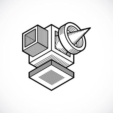 Soyut vektör geometrik formu, 3d yaratıcı şekil.