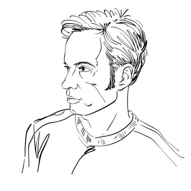 Vektör sanat çizim, biri, suçlamayı adam portresi bu hiç iyi değil. Yüz ifadeleri, insanların duyguları.