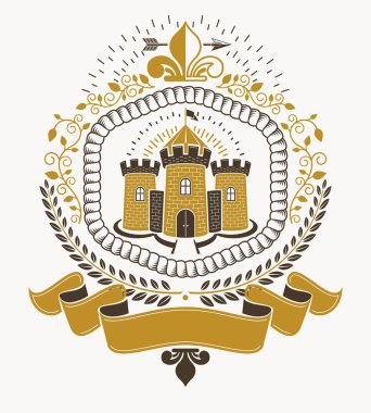 Eski tarz herallik, heraldik amblem, vektör illüstrasyonu.