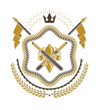 Heraldik tasarım, vektör vintage amblemi.