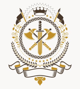 Eski tarz herallik, heraldik amblem, vektör illüstrasyonu.