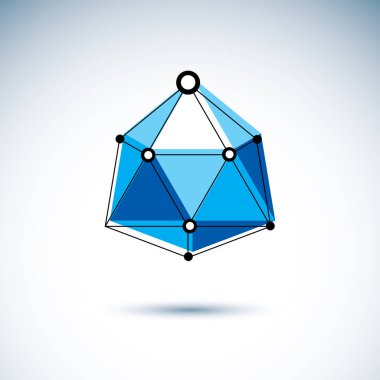 Yeni teknoloji logo. Vektör soyut 3d geometrik şekli, poligonal resim, illüstrasyon.