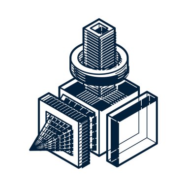 Soyut trigonometrik inşaat, vektör boyutlu tasarım şablonu.