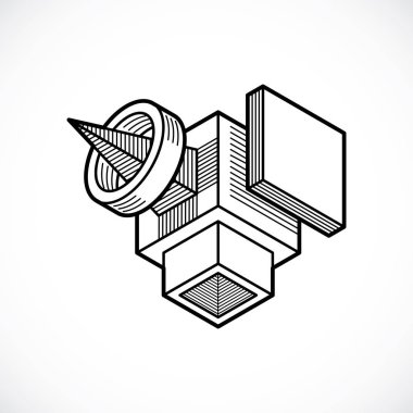 Soyut vektör geometrik formu, 3d çokgen şekli.