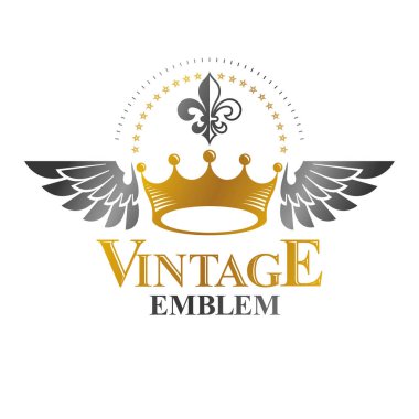 İmparatorluk tacı amblemi. Heraldic Coat of Arms, klasik vektör logosu. Eski logotip beyaz arkaplanda izole edildi.