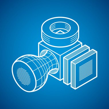 3D mühendislik vektör, soyut şekli küpler ve geometrik formlar kullanılarak yapılan.