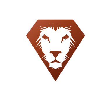 Cesur Aslan Kral yüz amblemi hayvan öğesi. Hanedan arması izole dekoratif logo vektör çizim.
