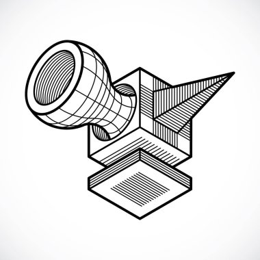 3D tasarım, soyut vektör boyutlu küp şekli.