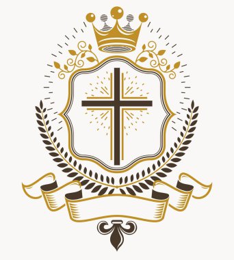 Vektör amblemi, klasik heraldik tasarım.