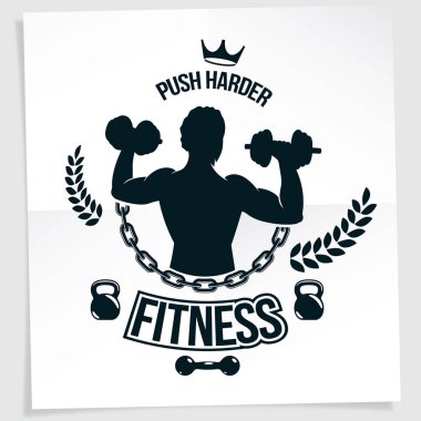 Vücut geliştirme Şampiyonası reklam broşür kas atlet dumbbells tutan vektör çizim kullanarak oluşur.