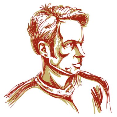 Vektör sanat çizim, biri, suçlamayı adam portresi bu hiç iyi değil. Yüz ifadeleri, insanların duyguları.