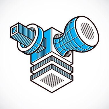 Geometrik figürler kullanılarak yapılan soyut vektör izometrik boyutlu şekli.