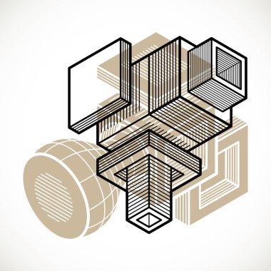 Üç boyutlu mühendislik inşaat, soyut vektör trigonometrik şekli.