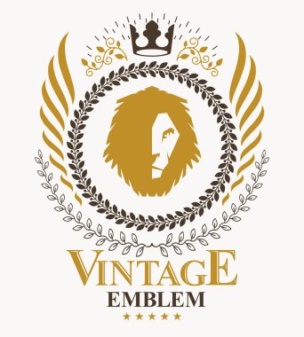 Eski tarz herallik, heraldik amblem, vektör illüstrasyonu.