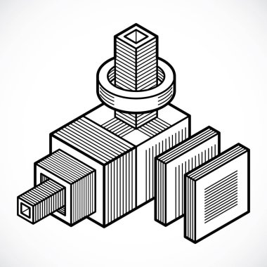 Soyut üç boyutlu şekli, vektör tasarım Küp öğesi.