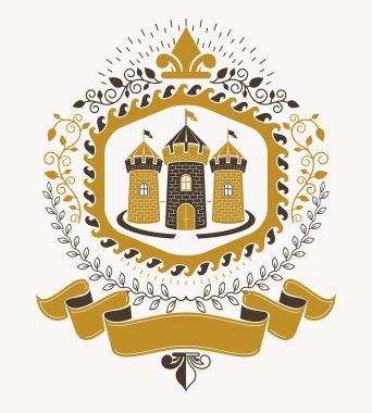 Eski tarz herallik, heraldik amblem, vektör illüstrasyonu.