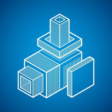 Soyut trigonometrik inşaat, vektör boyutlu tasarım şablonu.