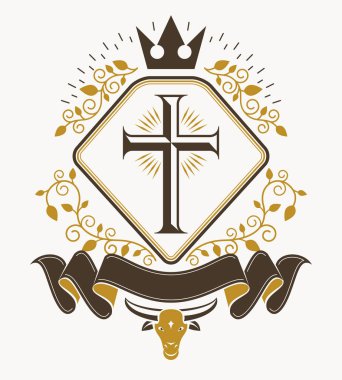 Heraldik tasarım, vektör vintage amblemi.