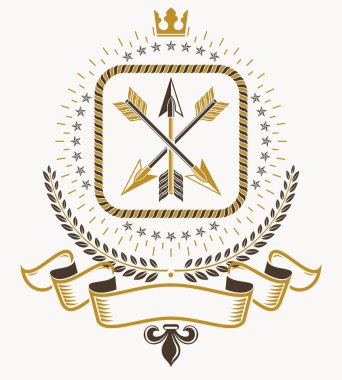 Vintage heraldry tasarım şablonu, vektör amblemi.