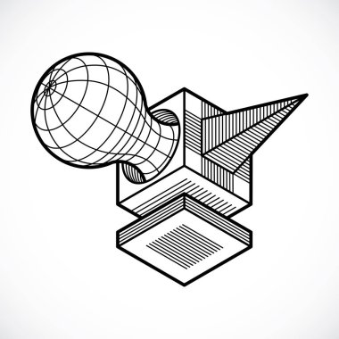 Soyut vektör geometrik formu, 3d yaratıcı şekil.