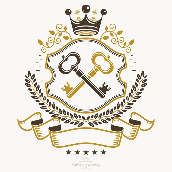 Régi Stílusú Heraldika Címertani Embléma Vektor Illusztráció — Stock Vector