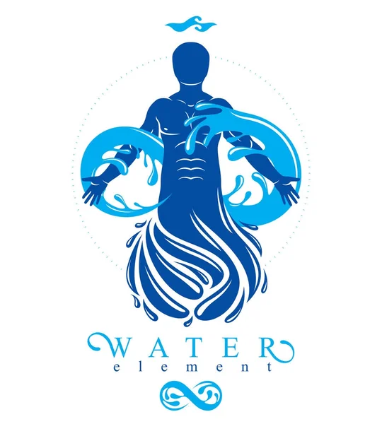 Vektorové Grafické Ilustrace Svalnatý Člověk Osobnost Symbol Neomezené Vytvořené Vodní — Stockový vektor